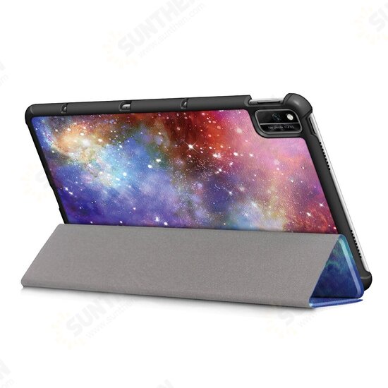 Tri-Fold Painted Galaxy PU Leather Folding Stand Case for 10.4 Inch HUHonor V6 Tablet