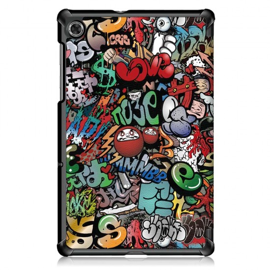 Tri-Fold Pringting Tablet Case Cover for Lenovo Tab M10 Plus Tablet - Doodle Version