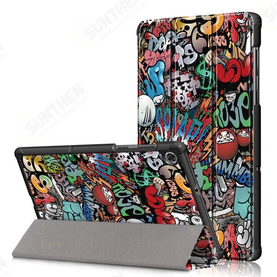 Tri-Fold Pringting Tablet Case Cover for Lenovo Tab M10 Plus Tablet - Doodle Version