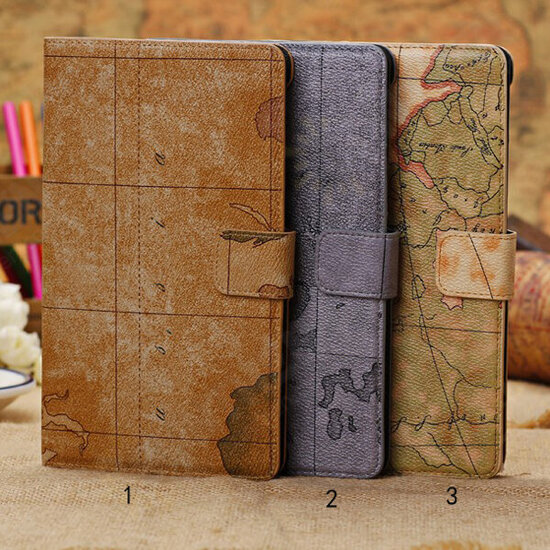 World Map PU Leather Wallet Case For Google Nexus 7 2nd Gen