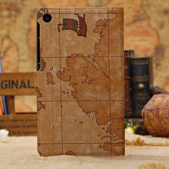 World Map PU Leather Wallet Case For Google Nexus 7 2nd Gen