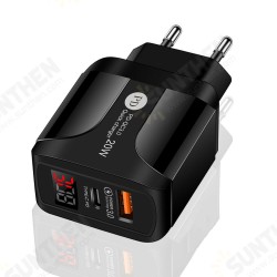 20W USB+PD Quick Charger Power Adapter with Digital Display for Tablet Smartphone 20W USB+PD Quick Charger Power Adapter with Digital Display for Tablet Smartphone