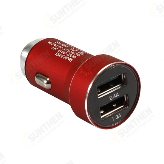 5V 2.4A JHY-001 Dual USB Car Charger Power Adapter For Smartphone Tablet PC