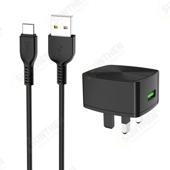 C70B UK QC3.0 Charger Power Adapter With Type-C Cable For Tablet Smartphone