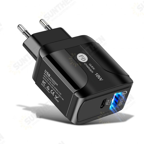 QC3.0+PD18W USB Quick Charger Power Adapter for Tablet Smartphone