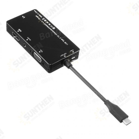 4 in 1 Dongle USB Type-C TO VGA Audio HDMI DP Adapter Hub HD 1280P Splitter 4 in 1 Dongle USB Type-C TO VGA Audio HDMI DP Adapter Hub HD 1280P Splitter