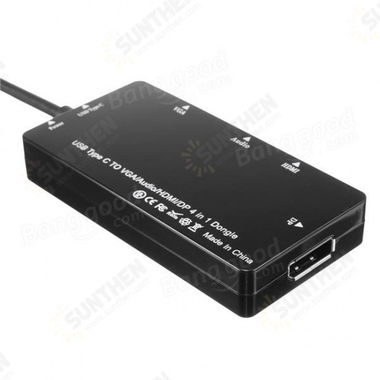 4 in 1 Dongle USB Type-C TO VGA Audio HDMI DP Adapter Hub HD 1280P Splitter 4 in 1 Dongle USB Type-C TO VGA Audio HDMI DP Adapter Hub HD 1280P Splitter