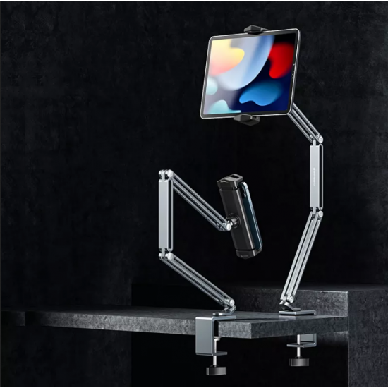 Stand Adjust Rotary Gaming Phone Stand Flexible Clip Phone Tablet Stand Holder for 4 -13 Inch Tablet PC