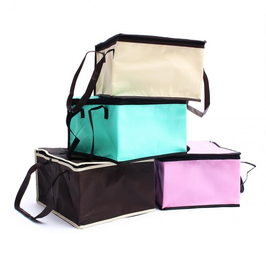 10 Inch Non-woven Fresh Keeping Tote Bag with Zipper Cake Picnic Lunch Bag Reusable Grocery Bag