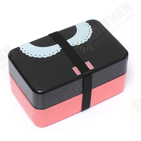 730ml 2 Tier Plastic Lovely Lunch Box Belt Bento Box Sushi Lunch Box Food Container