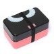 730ml 2 Tier Plastic Lovely Lunch Box Belt Bento Box Sushi Lunch Box Food Container