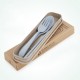 Portable Chopstick Fork Spoon Three-piece Eco-friendly Travel Picnic Wheat Straw Tableware Set with Carrying Box