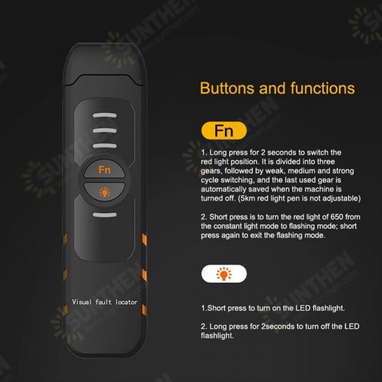 15mW/30mW Handheld Red Light Source Optical Fiber Detector Rechargeable Optical Fiber Tester Network Cable Tester