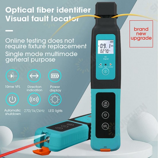 800~1700nm Live Fiber Optic Identifier Built in 10mw Visual Fault Locator for 3.0/2.0/0.9/0.25mm Fiber Optic Cable