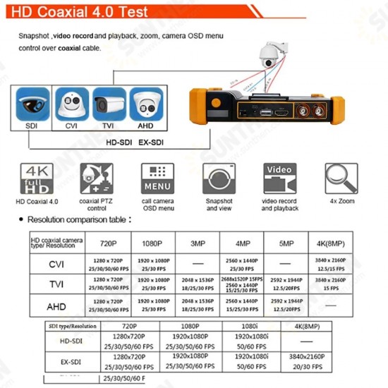 HD-3200C 8MP Ahd Monitor CCTV Tester Mini Monitor for Camera Tester CCTV POE Surveillance Camera CCTV Tester Monitor Video Camera Tester