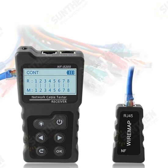 NF-8209 Multifunctional LCD Network Cable Tester Wire Tracker POE Checker Inline PoE Voltage Current Tester with Cable Tester with Illuminate Function