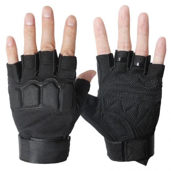 1 Pair Tactical Glove Half Finger Gloves Slip Resistant Gloves For Cycling Camping Hunting