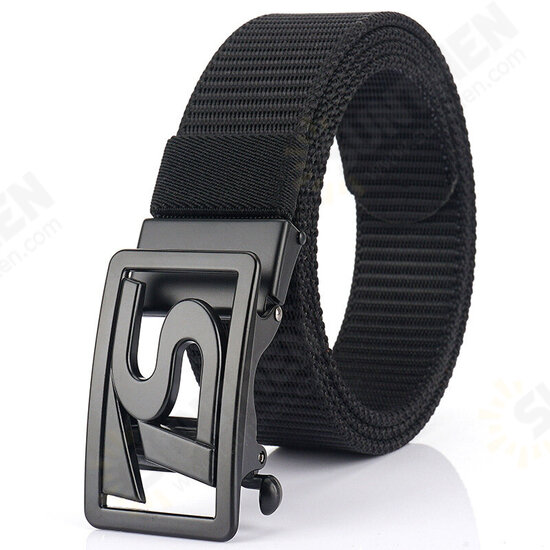 125CM 4CM Width Metal Press Buckle Canvas Belt Men's Tactical Belt,Leisure Breathable Nylon Waist Belt