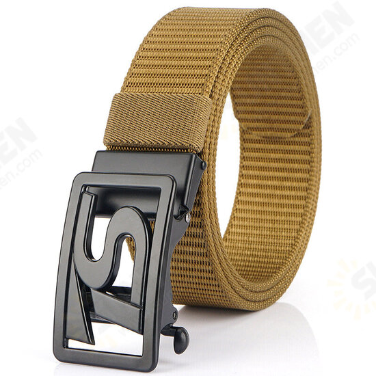 125CM 4CM Width Metal Press Buckle Canvas Belt Men's Tactical Belt,Leisure Breathable Nylon Waist Belt