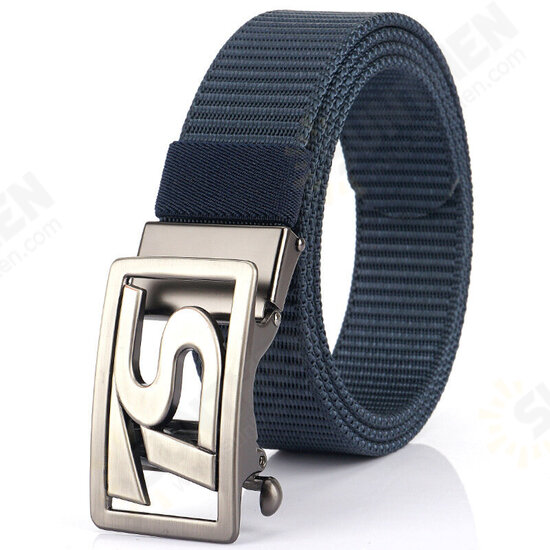 125CM 4CM Width Metal Press Buckle Canvas Belt Men's Tactical Belt,Leisure Breathable Nylon Waist Belt