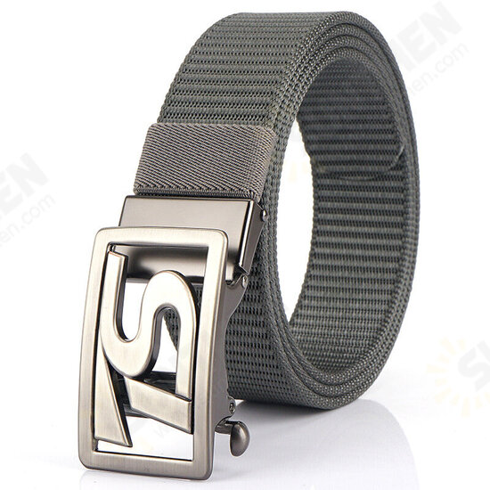 125CM 4CM Width Metal Press Buckle Canvas Belt Men's Tactical Belt,Leisure Breathable Nylon Waist Belt