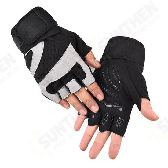 1Pair Tactical Glove Cycling Half Finger Unisex Gloves Silicone Anti-slip Breathable Fitness Gloves