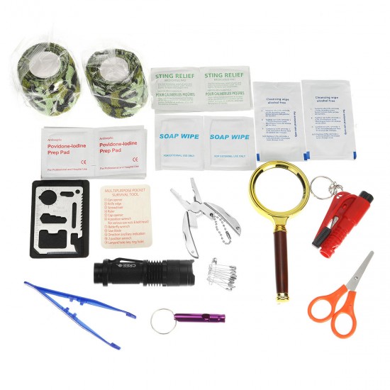 249Pcs 34Types SOS Survival Equipment First Aid Kit Wound Treatment Tools For Outdoor Activities Camping Hunting