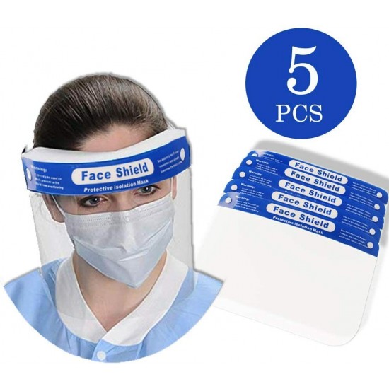 5Pcs Anti-Spitting Anti Splash Full Face Shield Anti-fog Transparent Plastic Facial Cover Safety Protective Face Mask