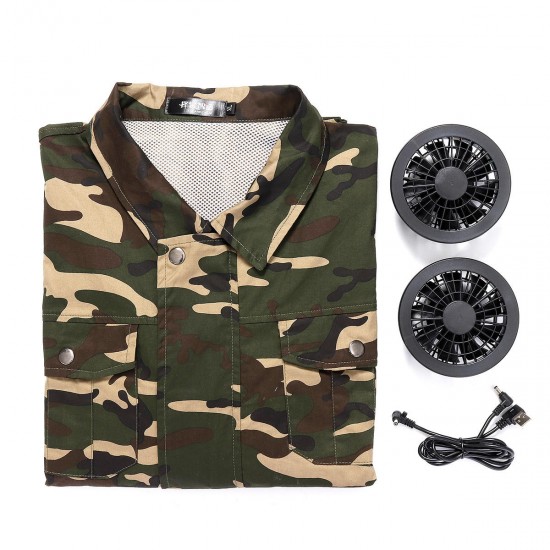 Air Conditioning Wind Jacket Cool Conditioned Fan Work Staff Camouflage USB Line Summer Heatstroke Cooling Fan Service Agriculture Busy Workwear