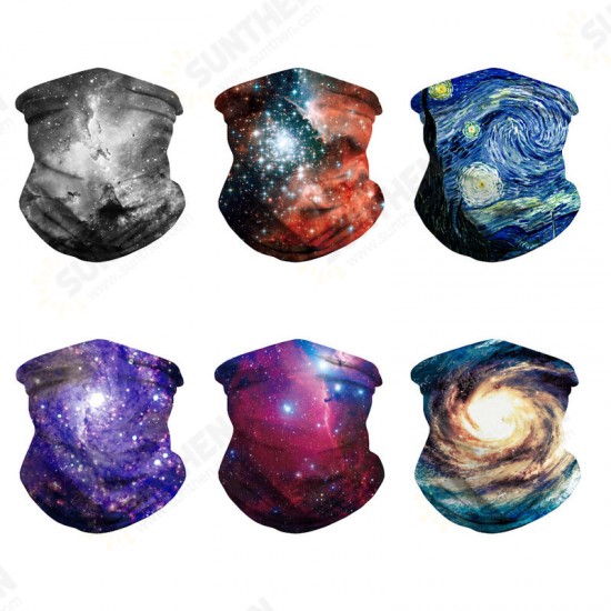 Basic Unisex 25x50cm Multifunction Polyester Starry Sky Digital Printed Headscarf Wind-proof Dust-proof Neck Protector Face Mask Fishing