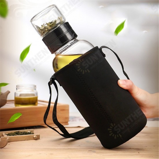 Glass Double Wall Water Bottle Creative Tea Water Separation Glass Bottle For Office Hiking Travel 750ml/1000ml/1500ml