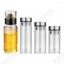 Glass Double Wall Water Bottle Creative Tea Water Separation Glass Bottle For Office Hiking Travel 750ml/1000ml/1500ml Glass Double Wall Water Bottle Creative Tea Water Separation Glass Bottle For Office Hiking Travel 750ml/1000ml/1500ml