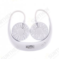 Hanging USB Rechargeable Mini Neck Fan Dual Air Cooler Hands-Free Neck Band LED Lazy Fan