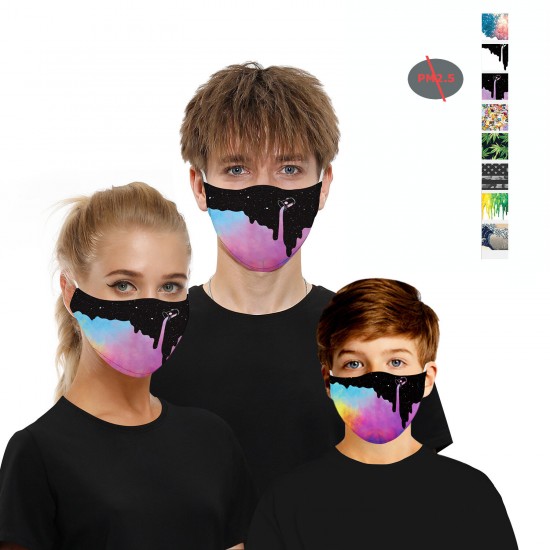 Ink/Digital series-Double Chip Anti PM2.5 Dust-proof Face Mask Breathable Protective Mask Windproof For Outdoor Sports Cycling Climbing
