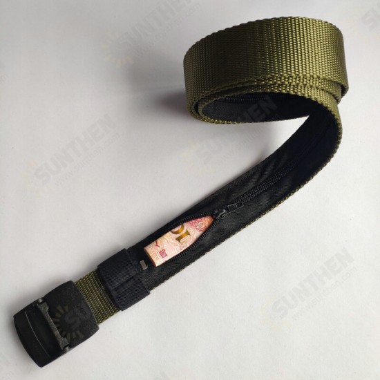 120cm Canvas Tactical Belt Zipper Bag Wallet Leisure Waist Belt