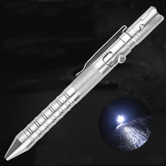P8 Titanium Alloy LED Tactical Pen Broken Window Hammer Survival Pen