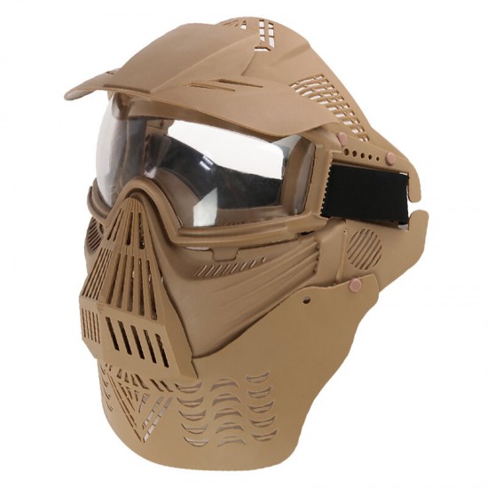 MK017 CS Steel Full Face Mask Ear Neck Protective Tactical Military Shooting Game Mask Outdoor Cycling Hunting