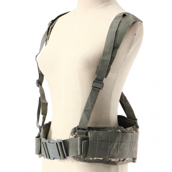 Military Nylon Molle Waist Combat Belt With Harness Tactical Adjustable Soft Padded Universal Unisex Hunting Accessories