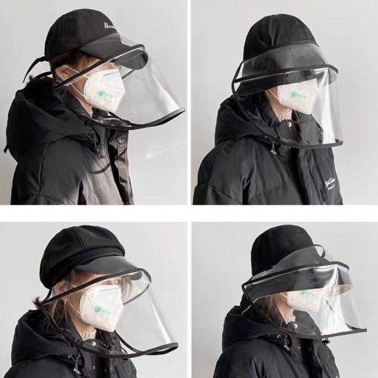 PVC Transparent Breathable Splash-proof Dustproof Full Face Mask Disassembleable For All Hats Fishman Hats Anti-fog Anti-spit Face Shield