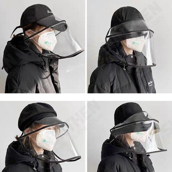 PVC Transparent Breathable Splash-proof Dustproof Full Face Mask Disassembleable For All Hats Fishman Hats Anti-fog Anti-spit Face Shield