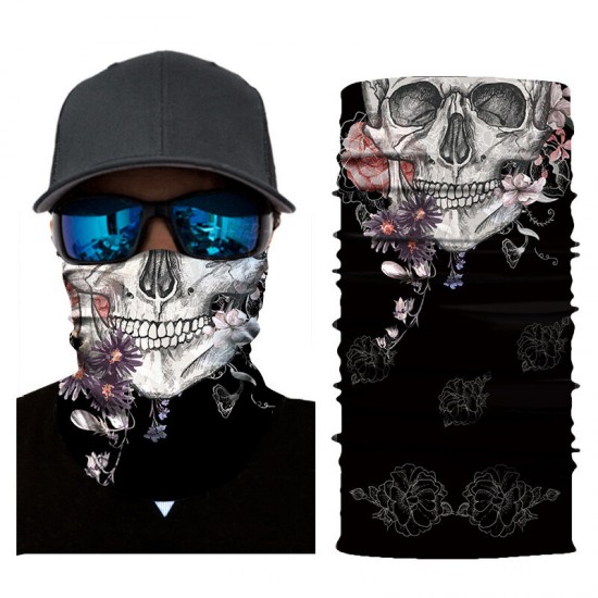 Skull Multifunction Face Scarf Cover Mask,Sun Dust Bandanas,Headscarf UV Protection Neck Gaiter,Sun Protection for Fishing Motorcycling Running Clibming