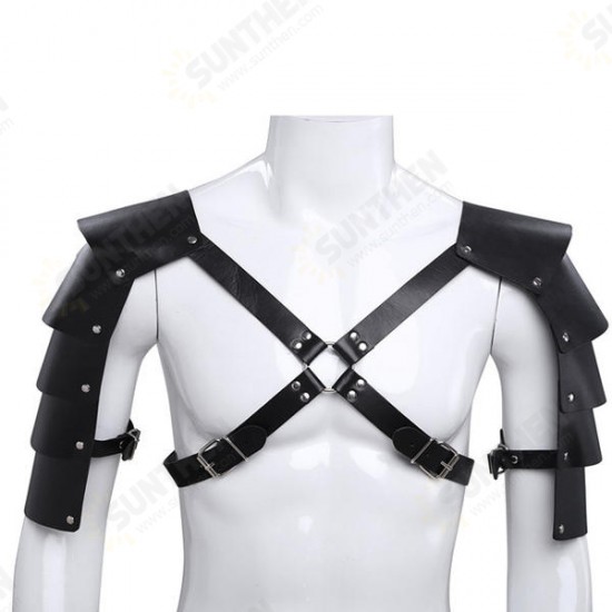 Tactical Leather Vest Adjustable Body Chest Harness Men Outdoor Hunting Belt Shoulder Tights With Buckles