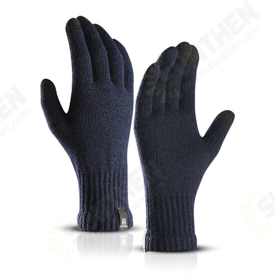 Winter Knitted Wool Touch Screen Gloves Men Warm Short Plush Lining Full Finger Sport Cycling Gloves