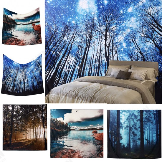 Forest World Map Tapestries Wall Hanging Paper Tapestry Bedspread Dorm Decor