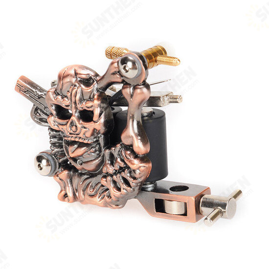 K400 Skull Casting Tattoo Machine High Stability 7000-9000 R/Minute Purple Bronze 10 Warps Coils