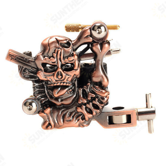 K400 Skull Casting Tattoo Machine High Stability 7000-9000 R/Minute Purple Bronze 10 Warps Coils