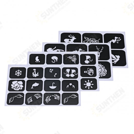 145 Stencils Glitter Powder Tattoo Set 3D Temporary Diamond Body Art Paint Party for Kids Adult