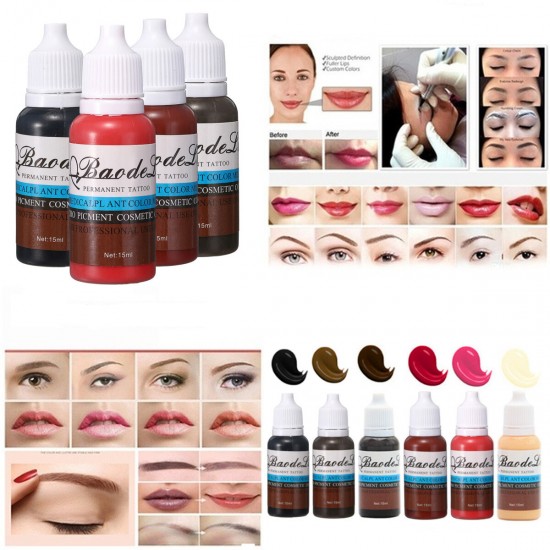 15ML Permanent Tatto Pigment Permant Pure Plant Makeup Eyebrow Lip Eyeline Tattoo Pigment Ink