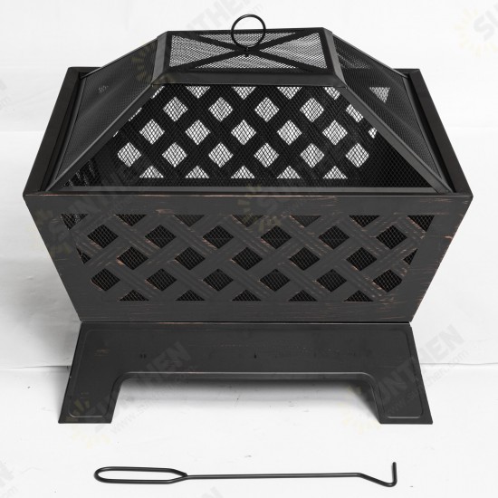 34 Inch Fire Pits Large Wood Burning Deep Steel Firepitsm with Ash Plate,Water Drainage Hole,Spark Screen Poker