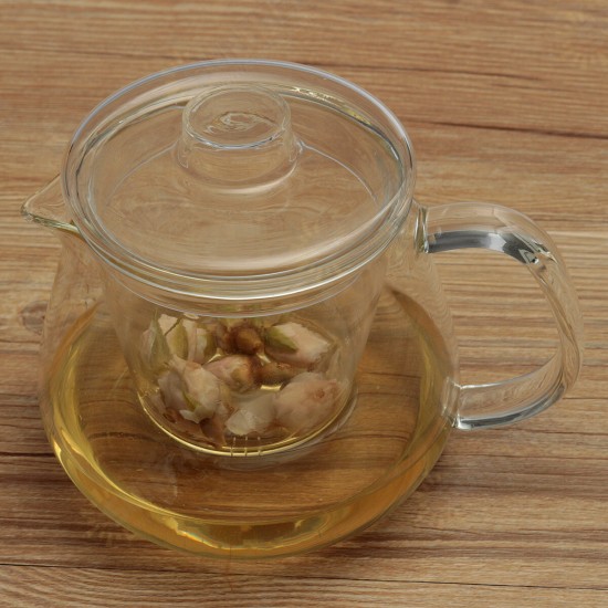 500ML Heat-resistant Glass Filter Three-piece Vertical Flower Teapot